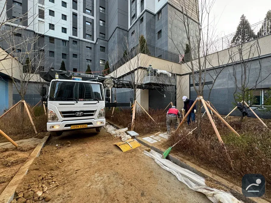 경북 스카이차 간판 설치·철거 현장